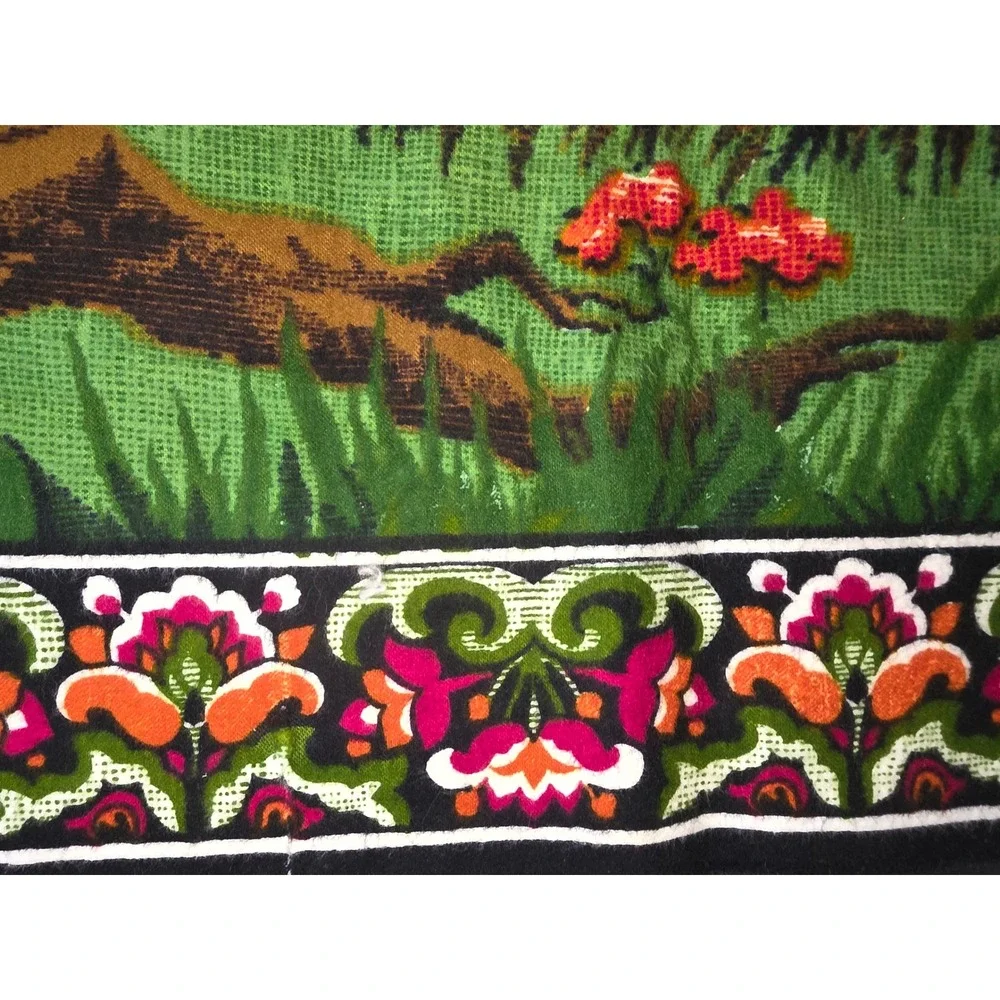 Vintage Lion Family Jungle Woven Wall Hanging Tapestry 58x38 Safari Wildlife